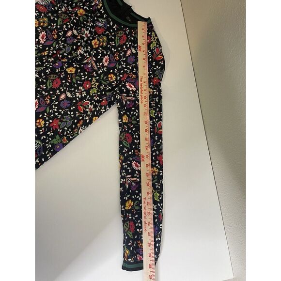 Zara Peplum Dress Size M Black Floral Varsity cuffs Long Sleeve Ruffle Hem - Picture 11 of 14